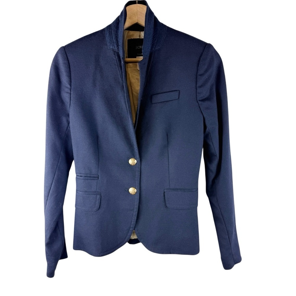 J. Crew School Boy Navy Blazer Wool Blend Like New Size 4 - Picture 3 of 8